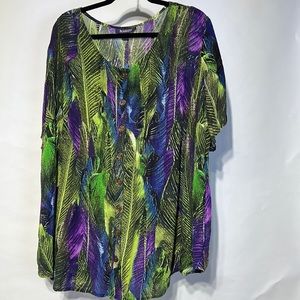 Roamans button down crewneck short sleeve blouse. Size 24W. EUC.